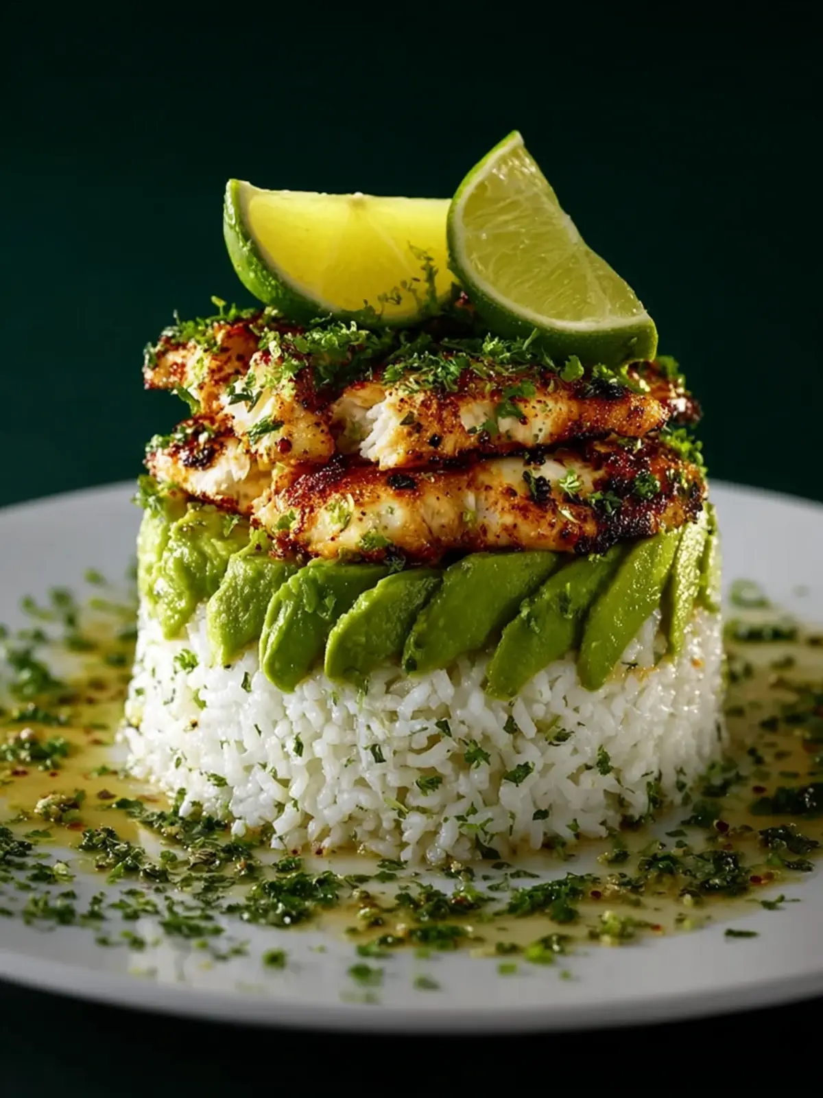 Honey Lime Chicken Avocado Rice Stack First Image