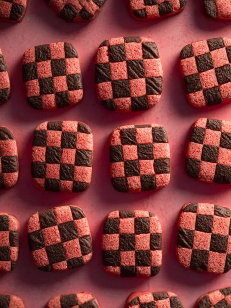 Strawberry Chocolate Checkered Cookies First Image