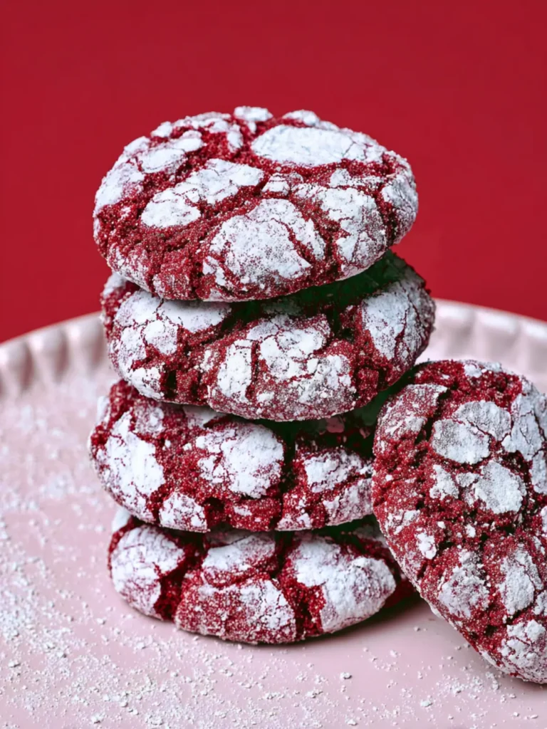 Homemade Red Velvet Crinkle Cookies First Image