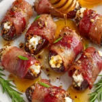 Easy Prosciutto-Wrapped Stuffed Dates with Goat Cheese & Hot Honey First Image