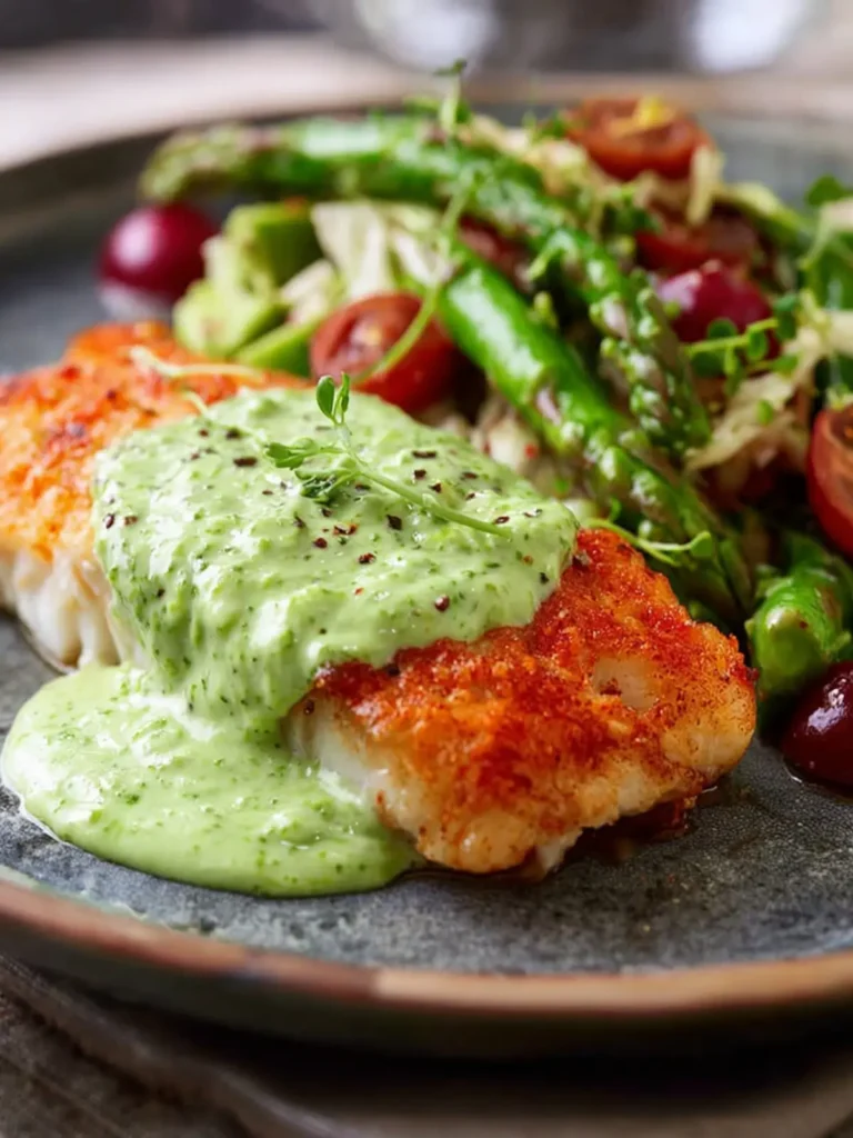 Pan Seared Cod with Avocado Cream Sauce First Image
