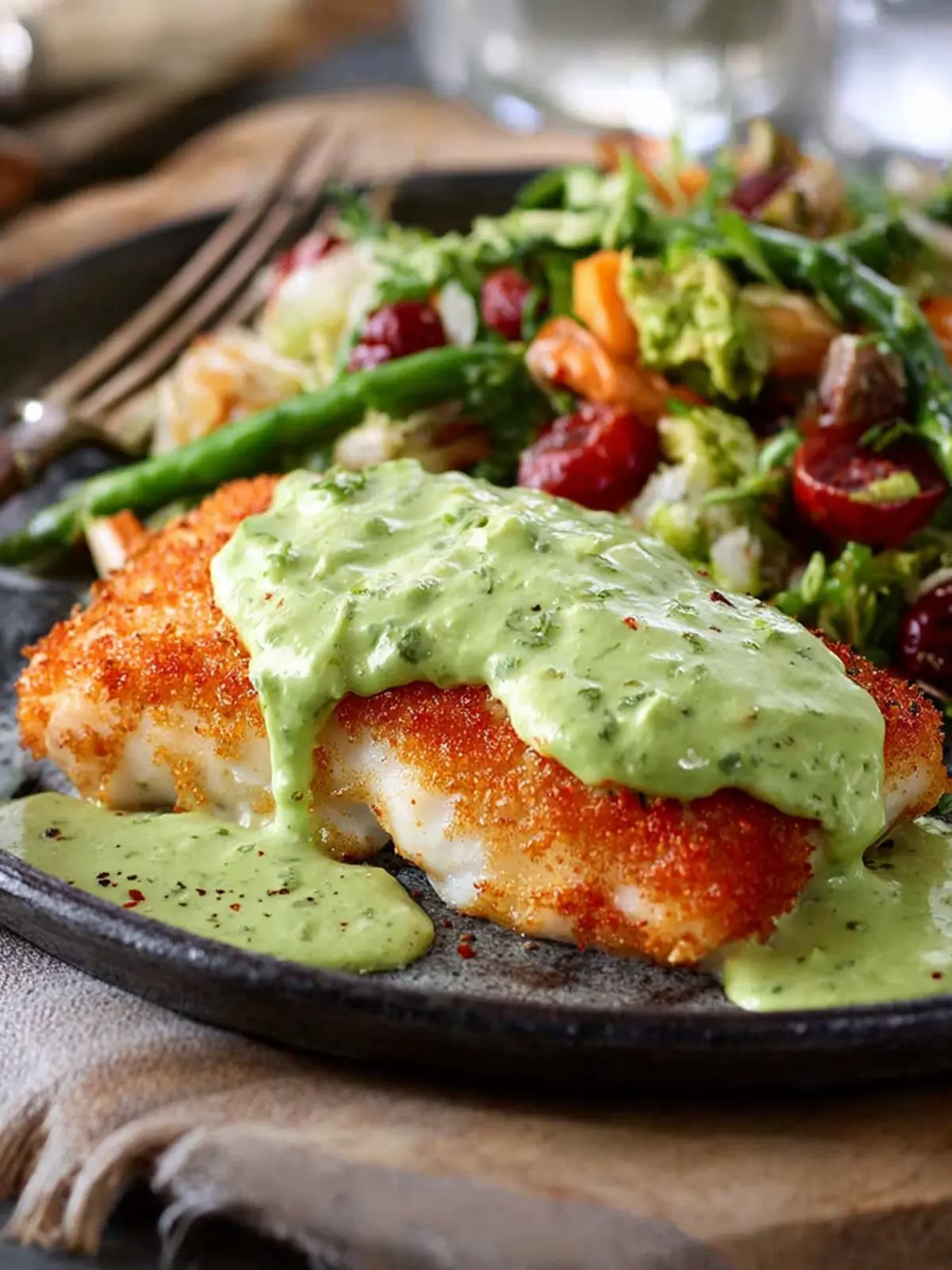 Pan Seared Cod with Avocado Cream Sauce First Image
