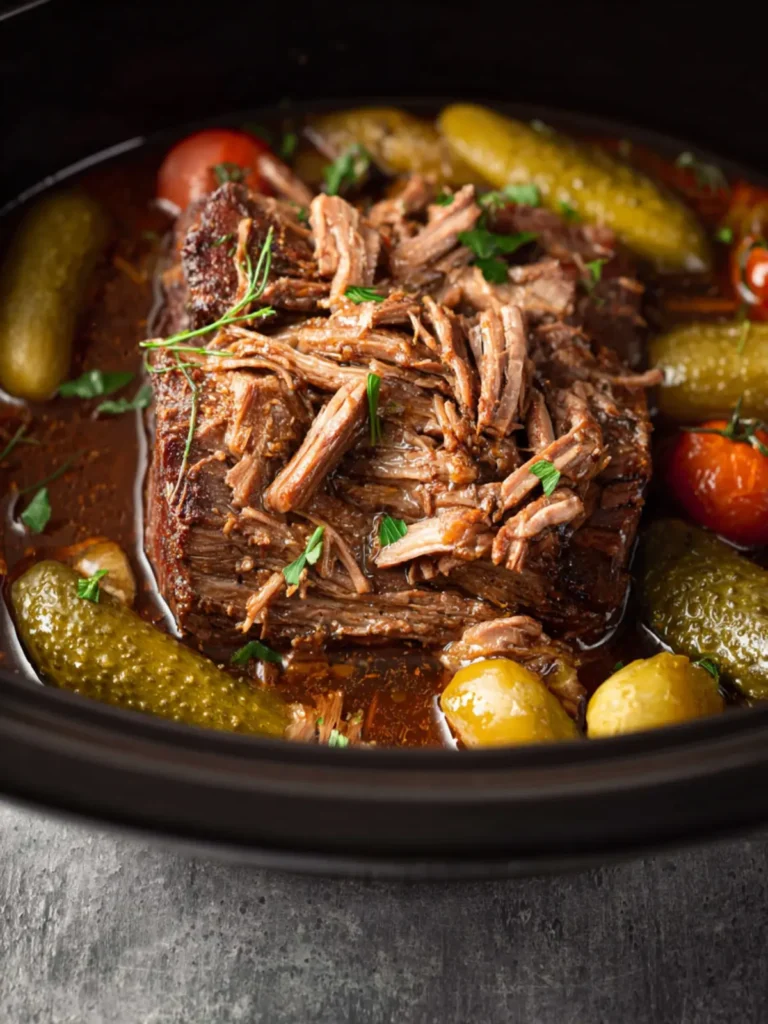 Slow Cooker Dill Pickle Pot Roast First Image