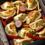 sheet pan pierogies and kielbasa First Image