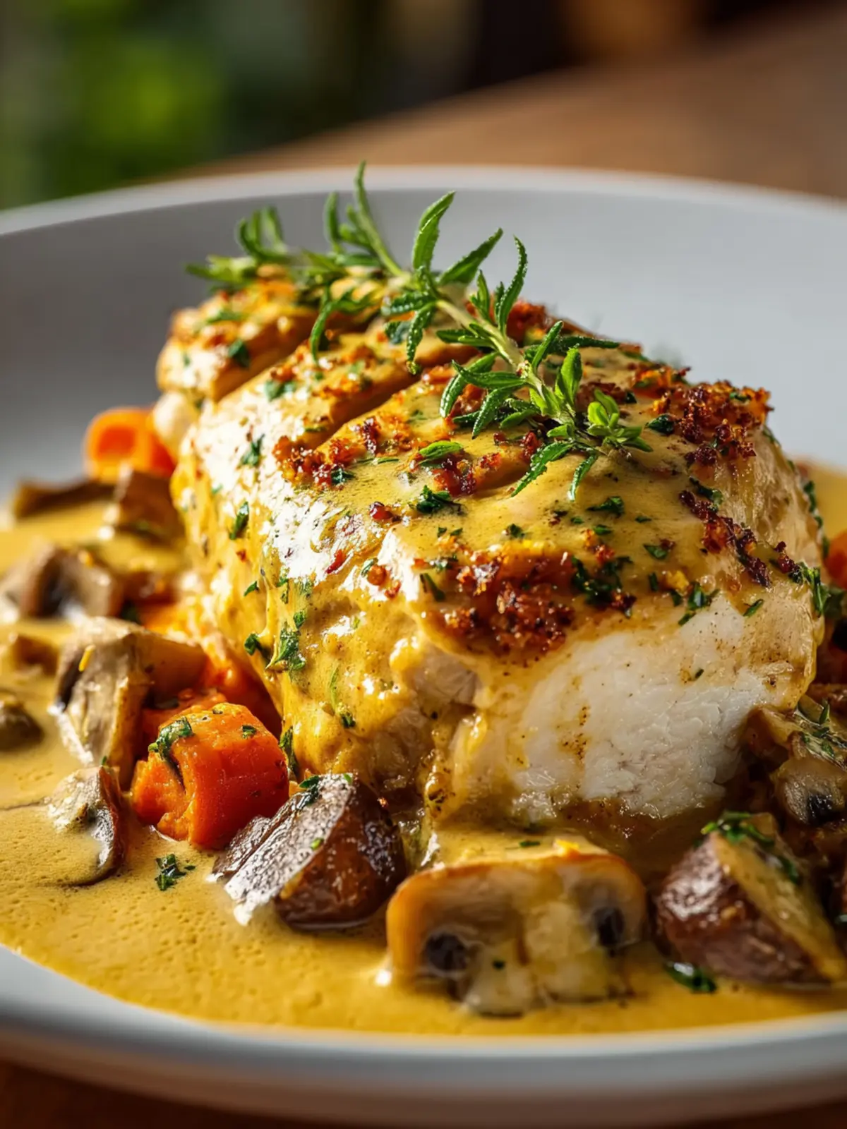 Creamy Herb Chicken with Carrot Mushroom Sauce Recipe Delight First Image