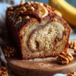 Easy Banana Nut Bread with Walnuts & Cinnamon Swirl Recipe First Image