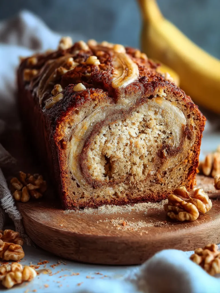 Easy Banana Nut Bread with Walnuts & Cinnamon Swirl Recipe First Image