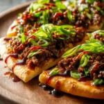 Korean Ground Beef Flatbread Pizza with Sweet Soy Drizzle Recipe First Image