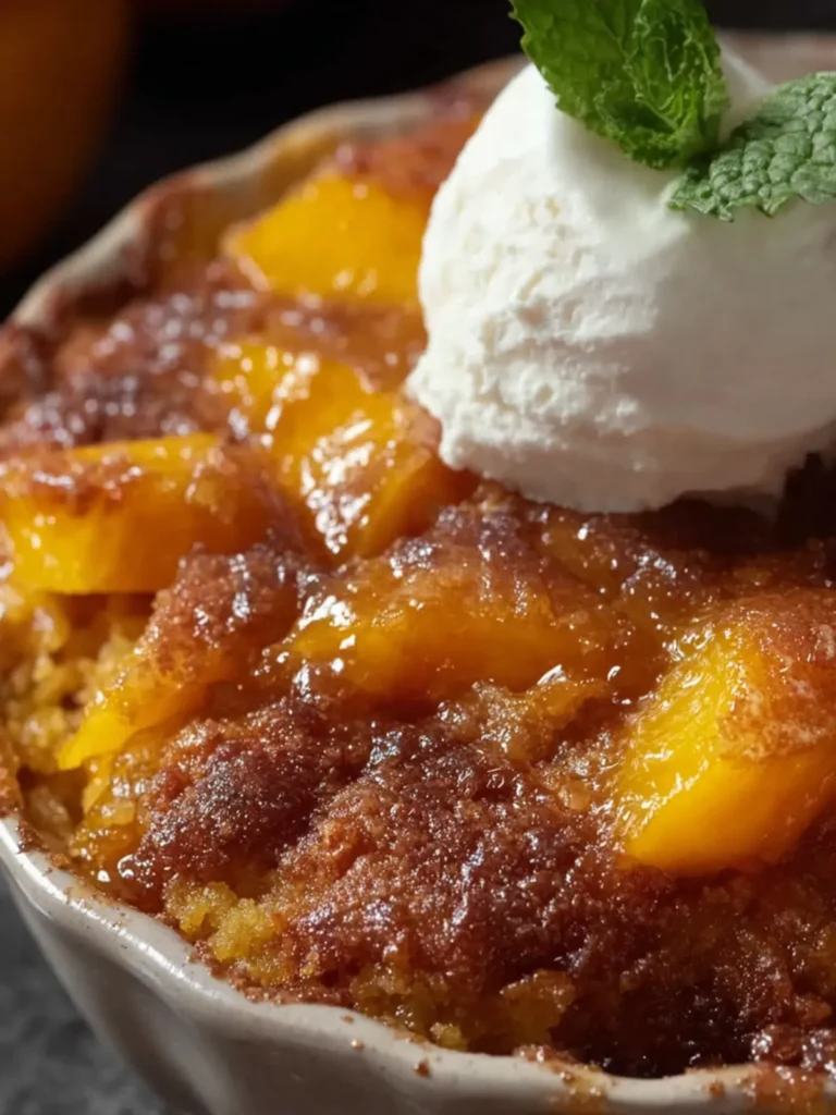 EASY Crockpot Peach Cobbler First Image
